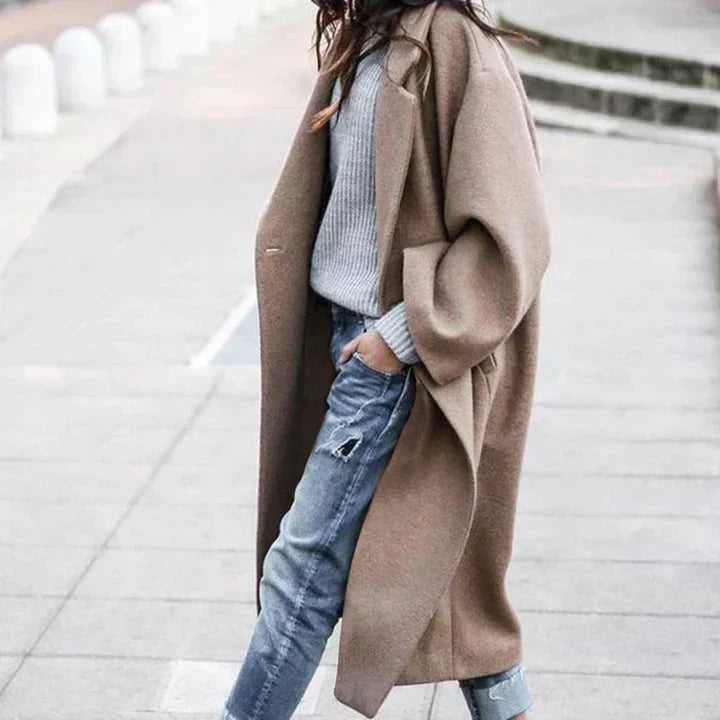 Wool Overcoat in Classic Tailored Cut for Women