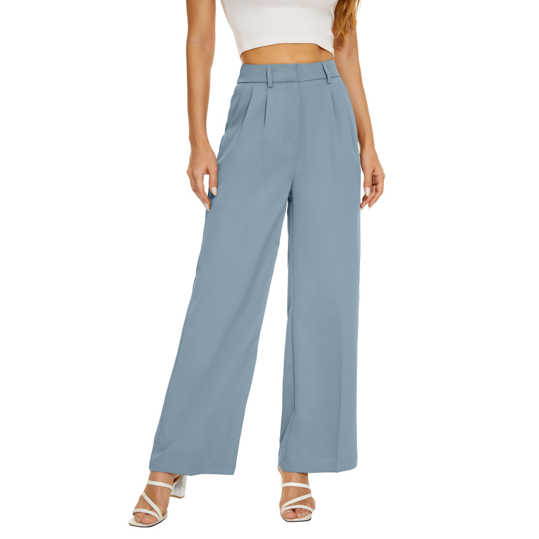 Loose Office Trousers Business Casual Pants Tall Type for Women - Sky Blue
