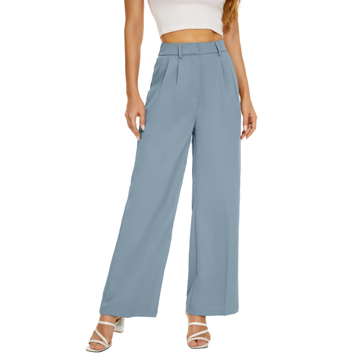 Loose Office Trousers Business Casual Pants Tall Type for Women - Sky Blue