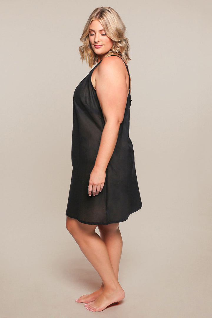 Cotton Slip in Black Robe for Women - gallery