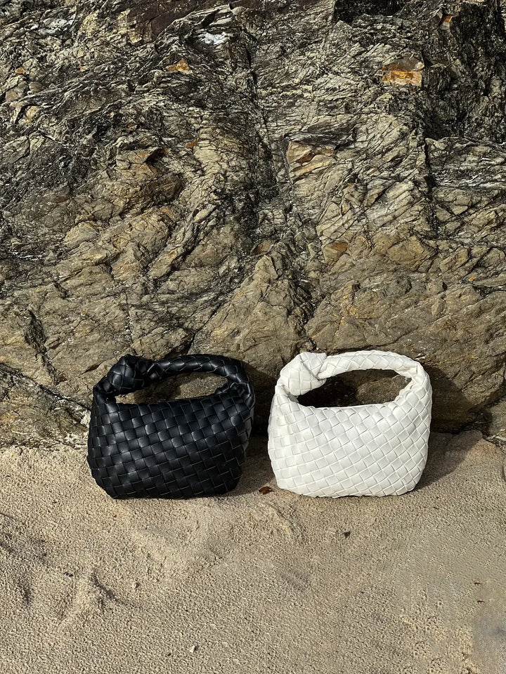 Woven Vegan Leather Handbag with Braided Structure