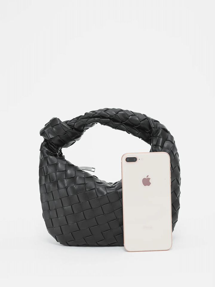 Woven Vegan Leather Handbag with Braided Structure
