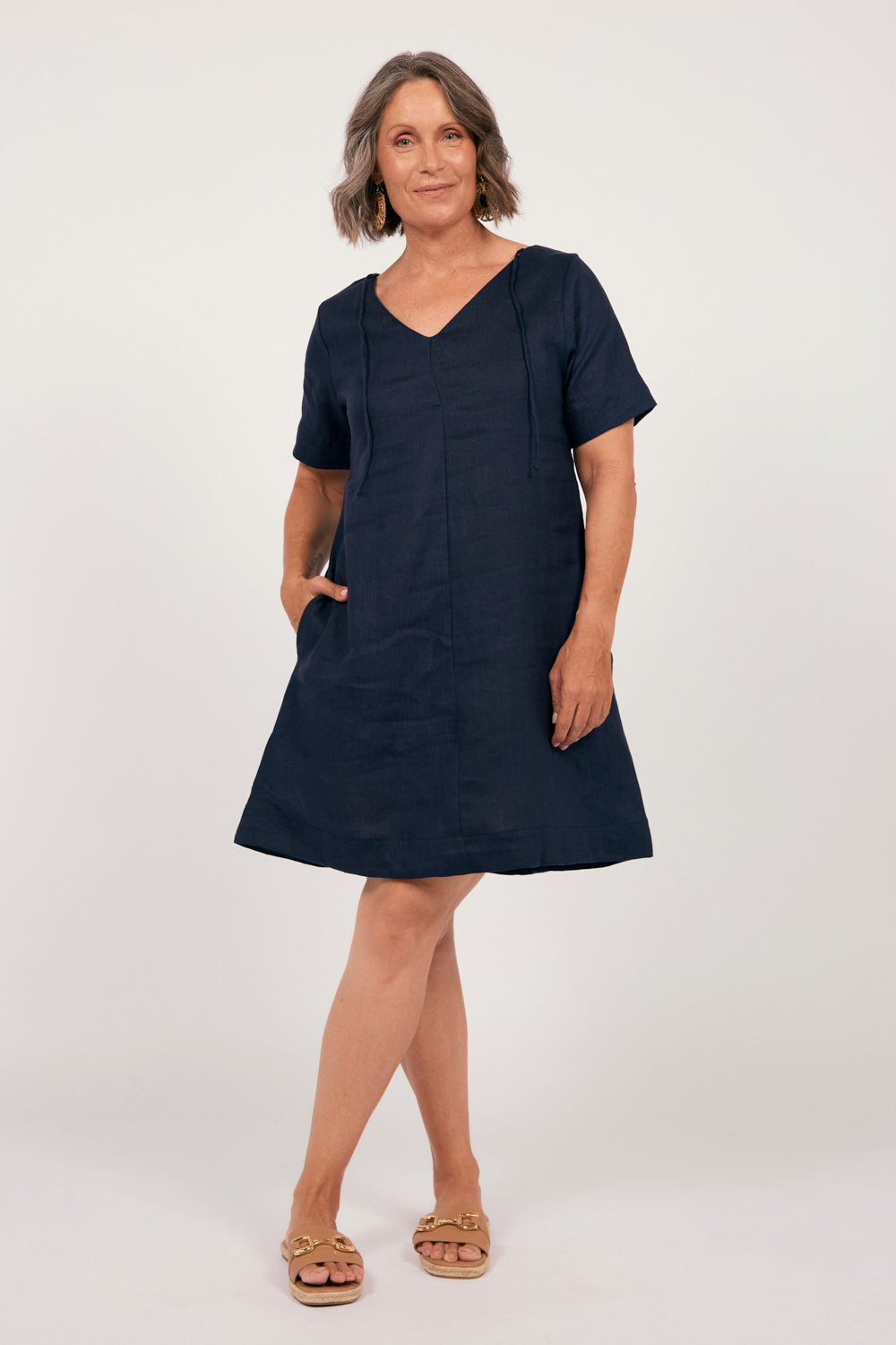 Tilly Linen Two-Way Tunic Dress in Navy