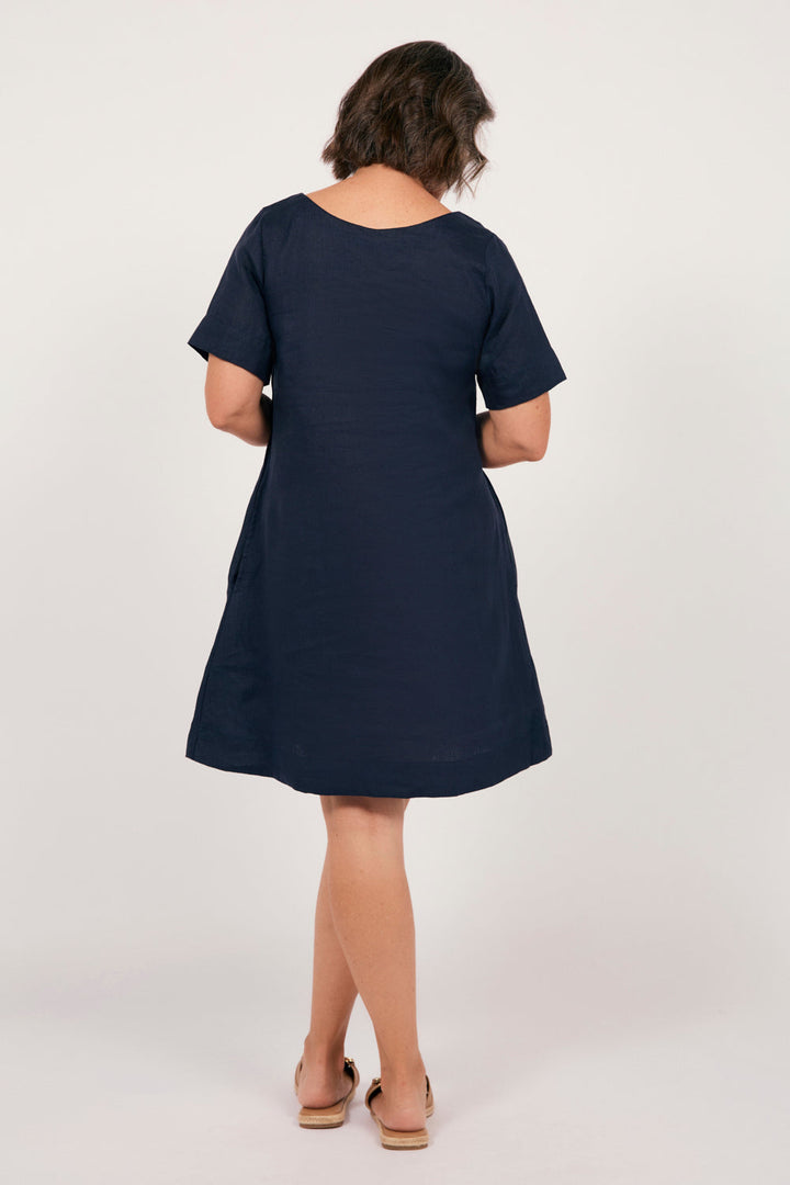 Tilly Linen Two-Way Tunic Dress in Navy — gallery
