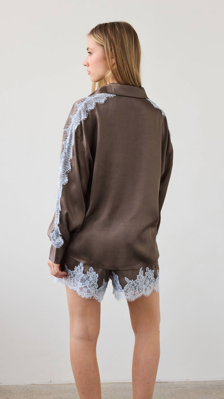 Vera Satin Lace Shorts for Women - gallery