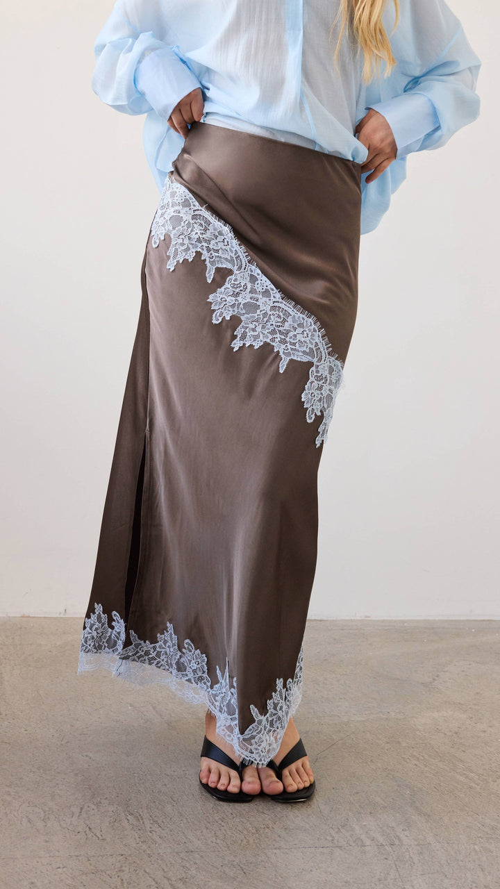 Amara Satin Lace Skirt for Women - gallery