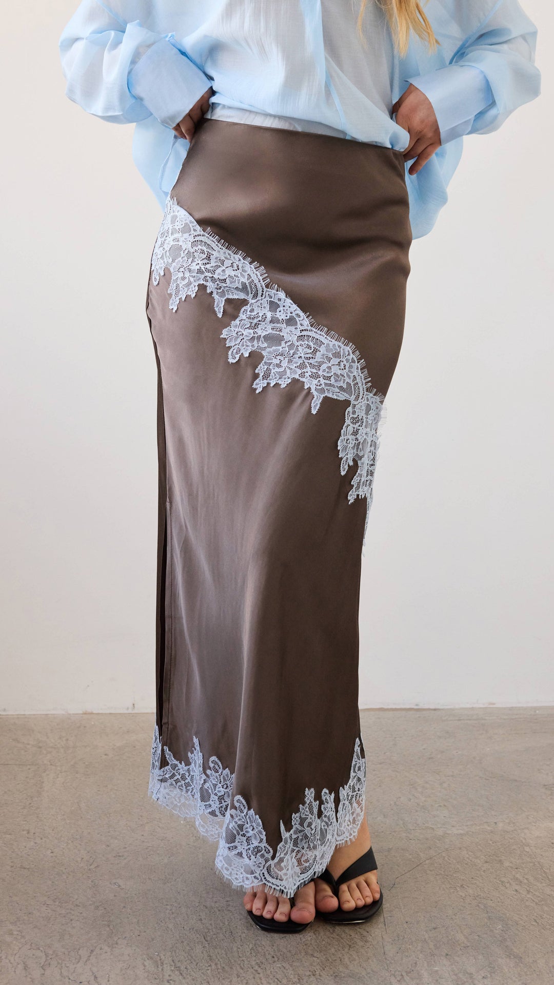 Amara Satin Lace Skirt for Women - gallery