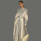 Floral A-Line Dress Featuring a Cinched Waist Belt