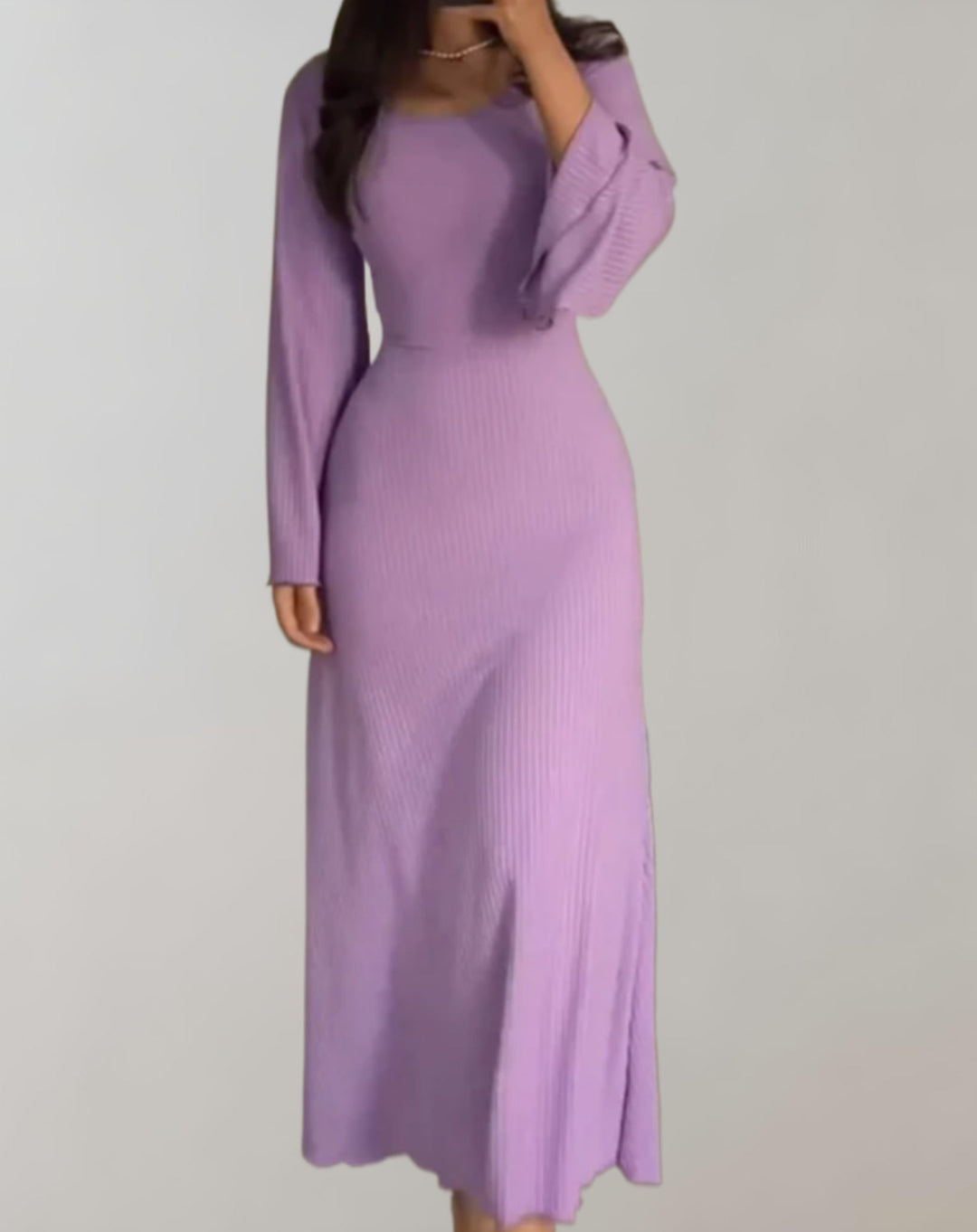 Round Neck Long Sleeve Bodycon Dress for Women
