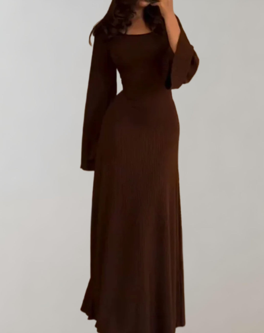 Round Neck Long Sleeve Bodycon Dress for Women