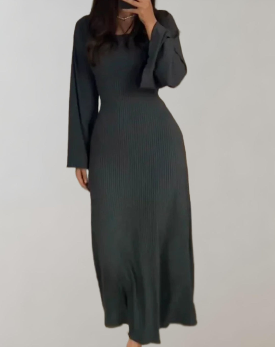 Round Neck Long Sleeve Bodycon Dress for Women