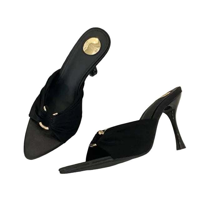 Women's Open Toe Heeled Slides - gallery