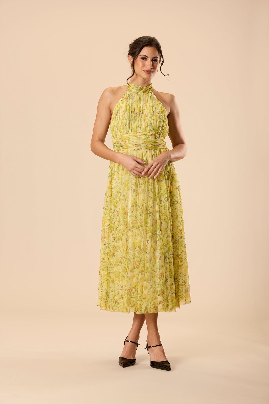 Vera Tulle Midi Dress in Yellow Floral for Women - gallery