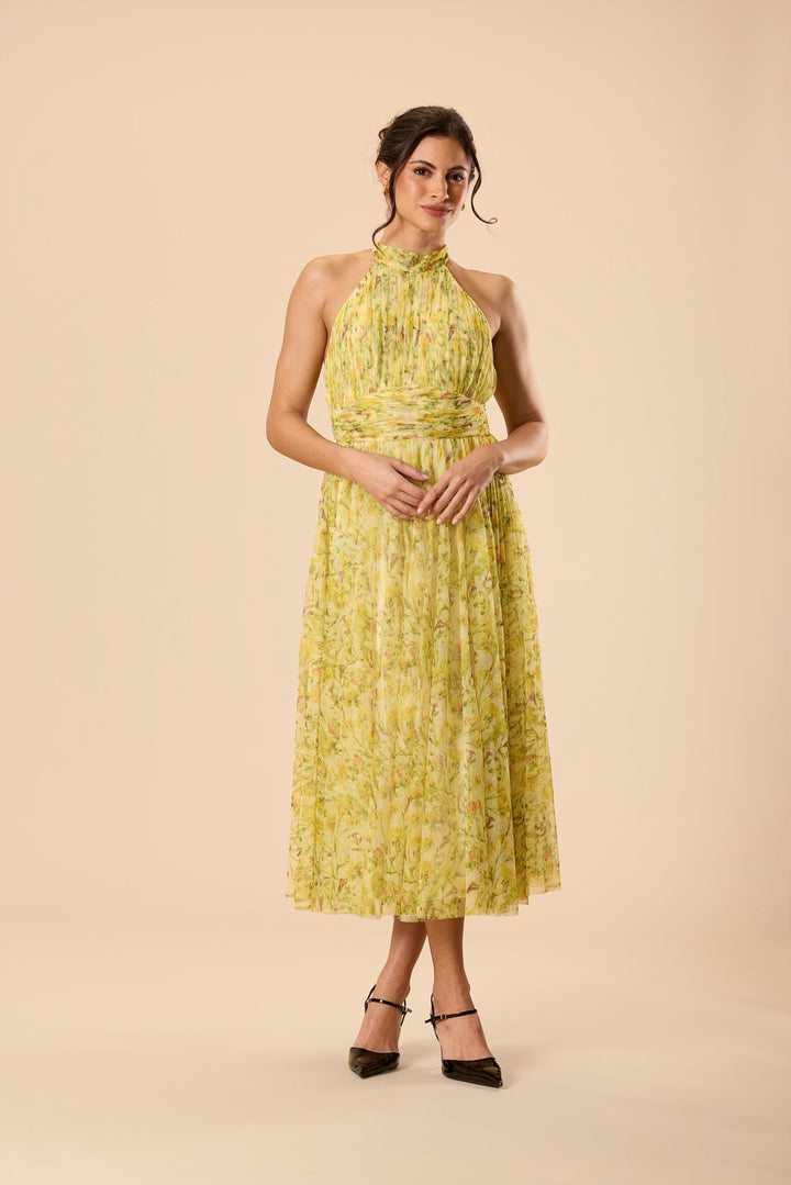 Vera Tulle Midi Dress in Yellow Floral for Women - gallery
