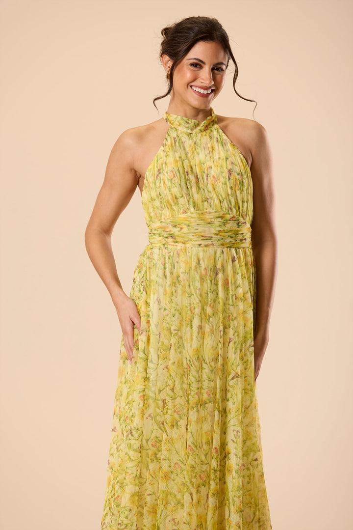 Vera Tulle Midi Dress in Yellow Floral for Women - gallery