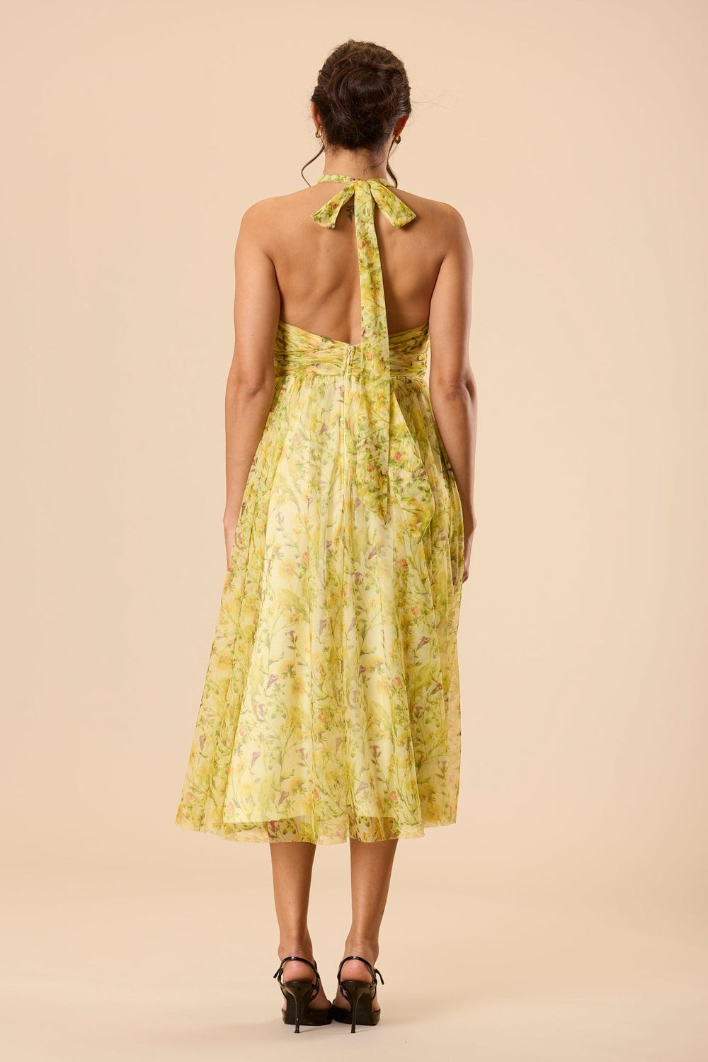 Vera Tulle Midi Dress in Yellow Floral for Women - gallery