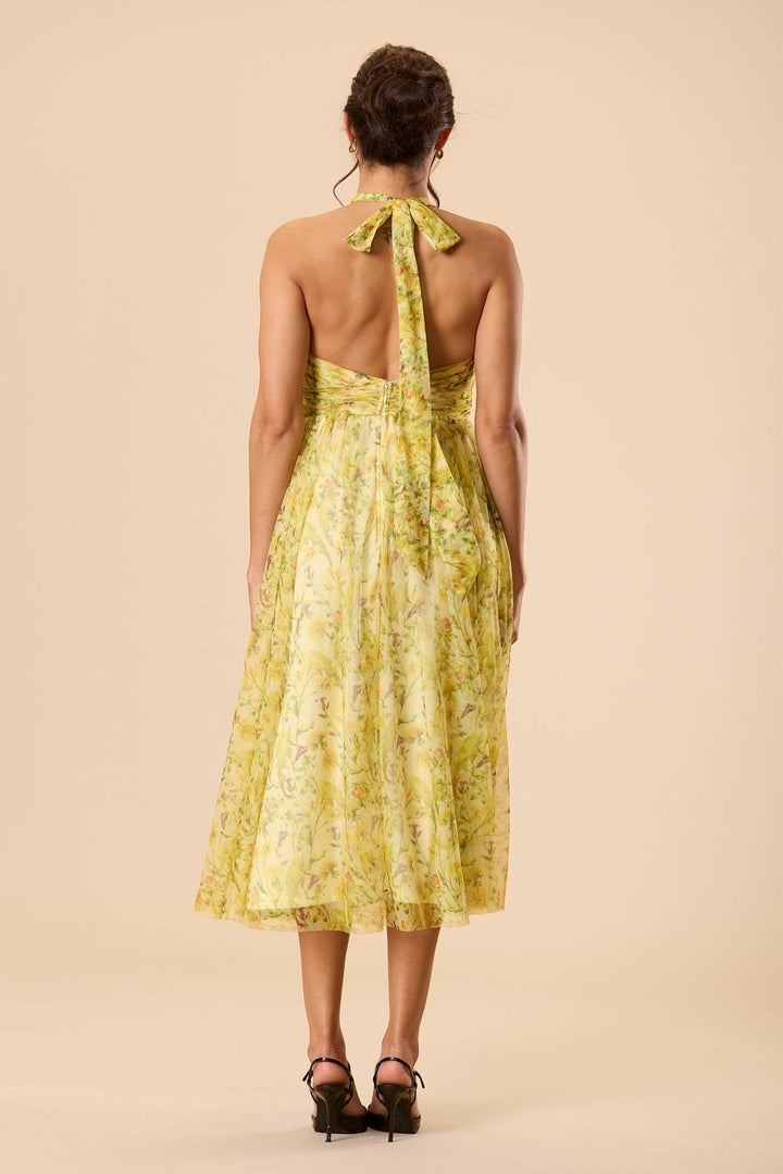 Vera Tulle Midi Dress in Yellow Floral for Women - gallery