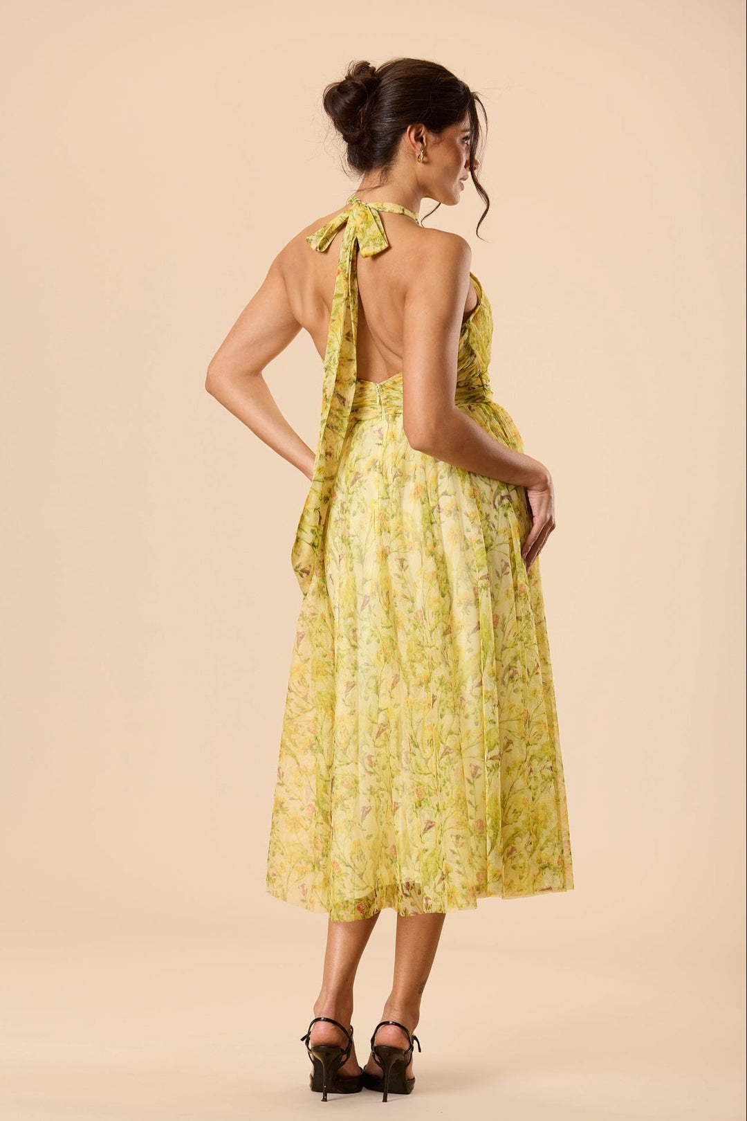 Vera Tulle Midi Dress in Yellow Floral for Women - gallery