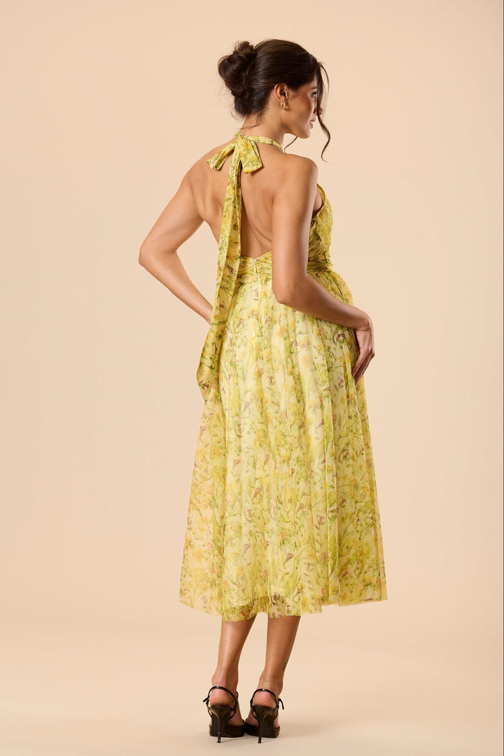 Vera Tulle Midi Dress in Yellow Floral for Women - gallery