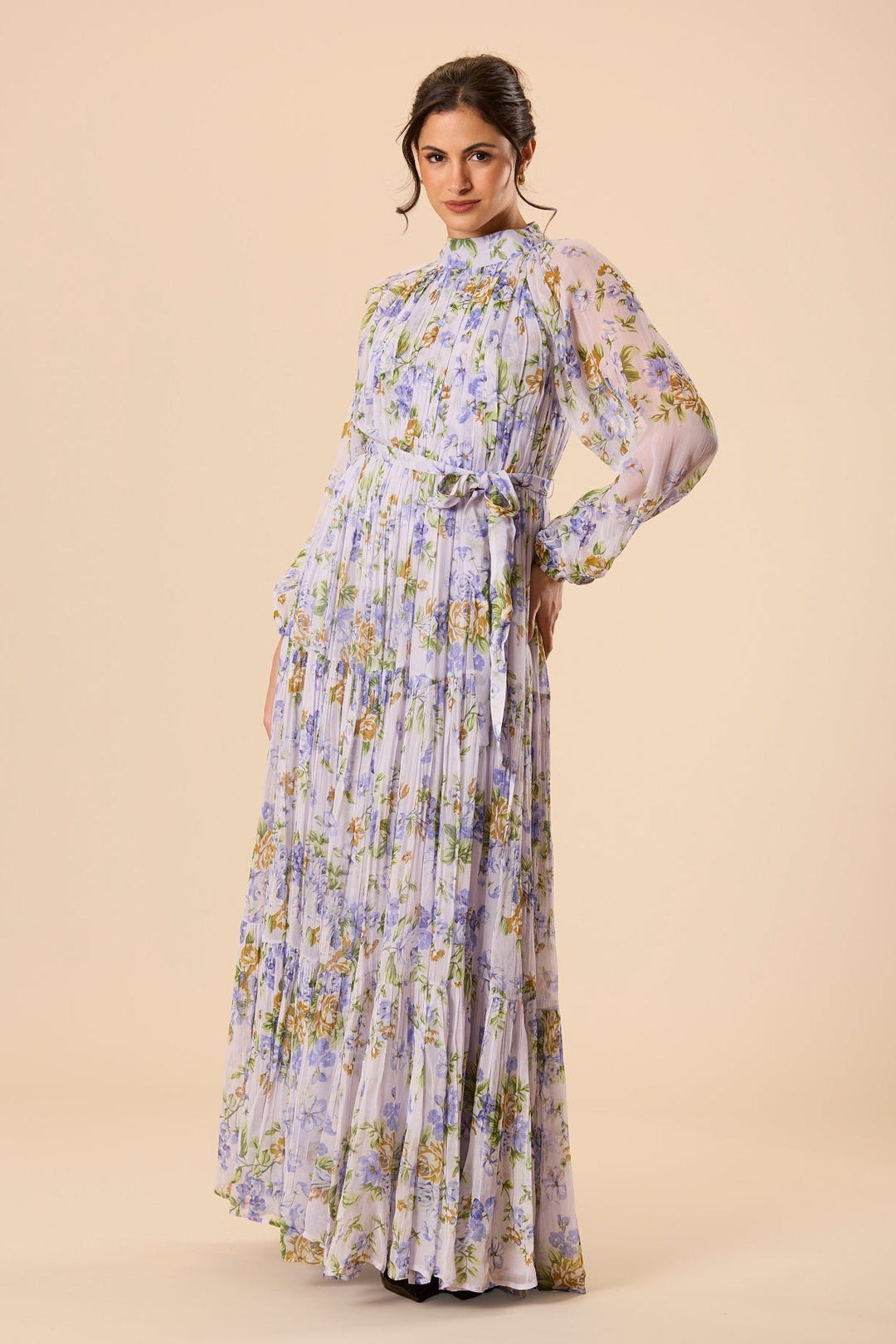 Violetta Chiffon Maxi Dress in Lilac Print for Women - gallery