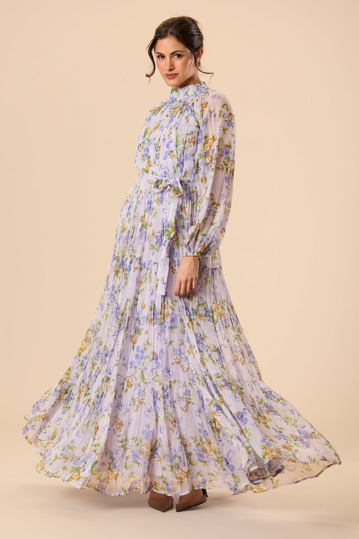 Violetta Chiffon Maxi Dress in Lilac Print for Women - gallery