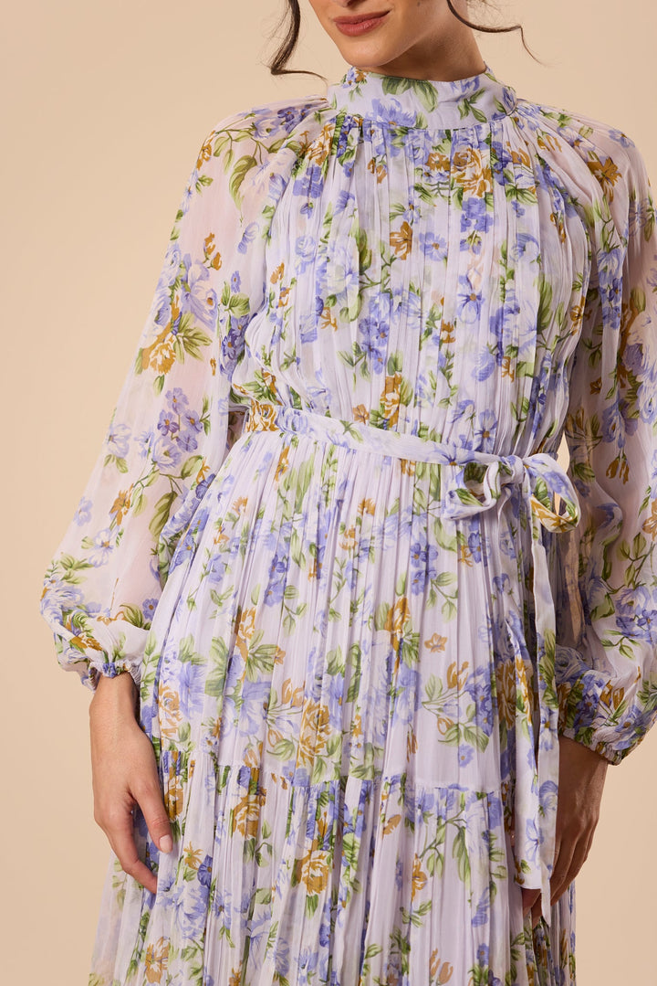 Violetta Chiffon Maxi Dress in Lilac Print for Women - gallery