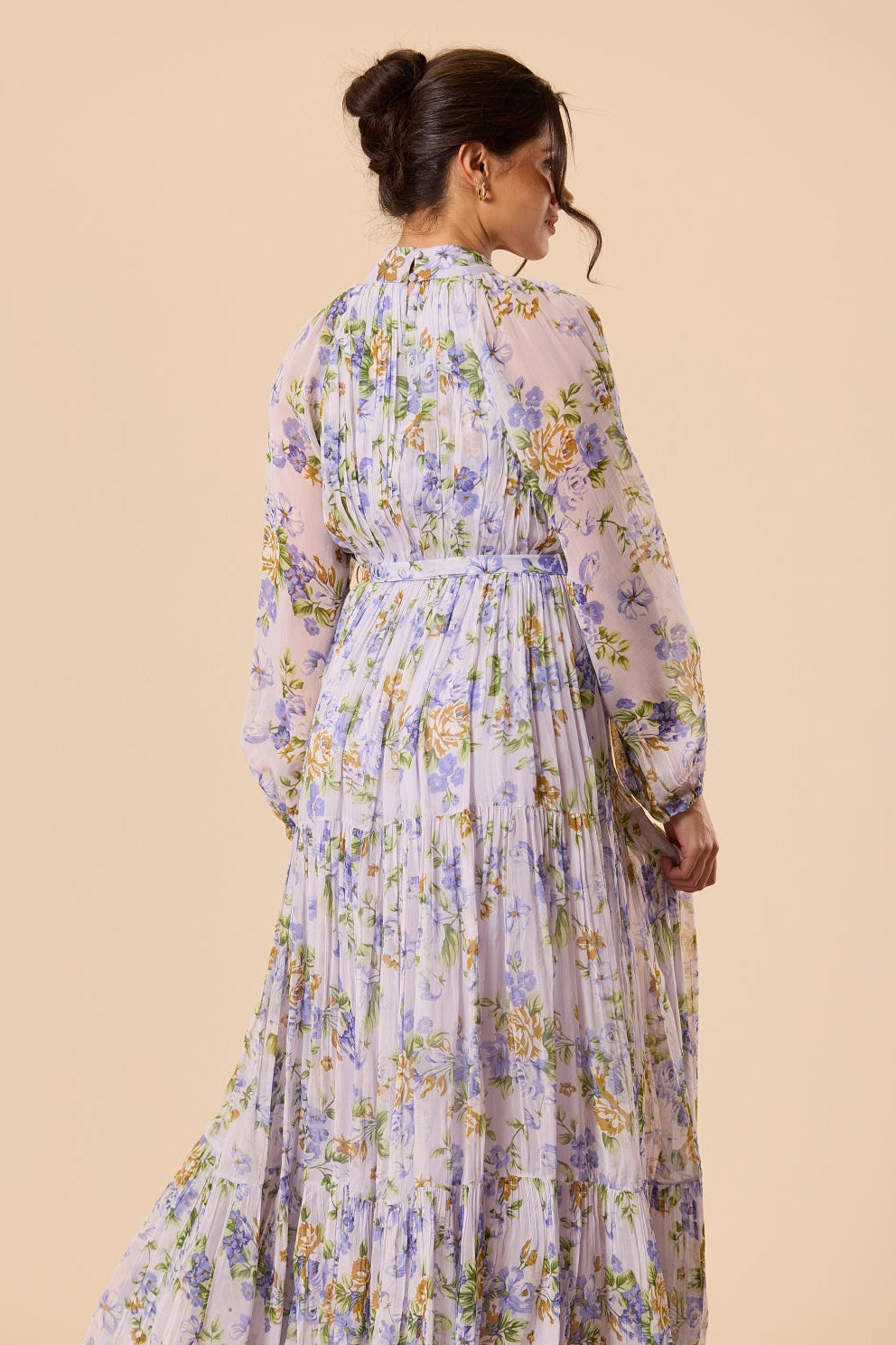 Violetta Chiffon Maxi Dress in Lilac Print for Women - gallery