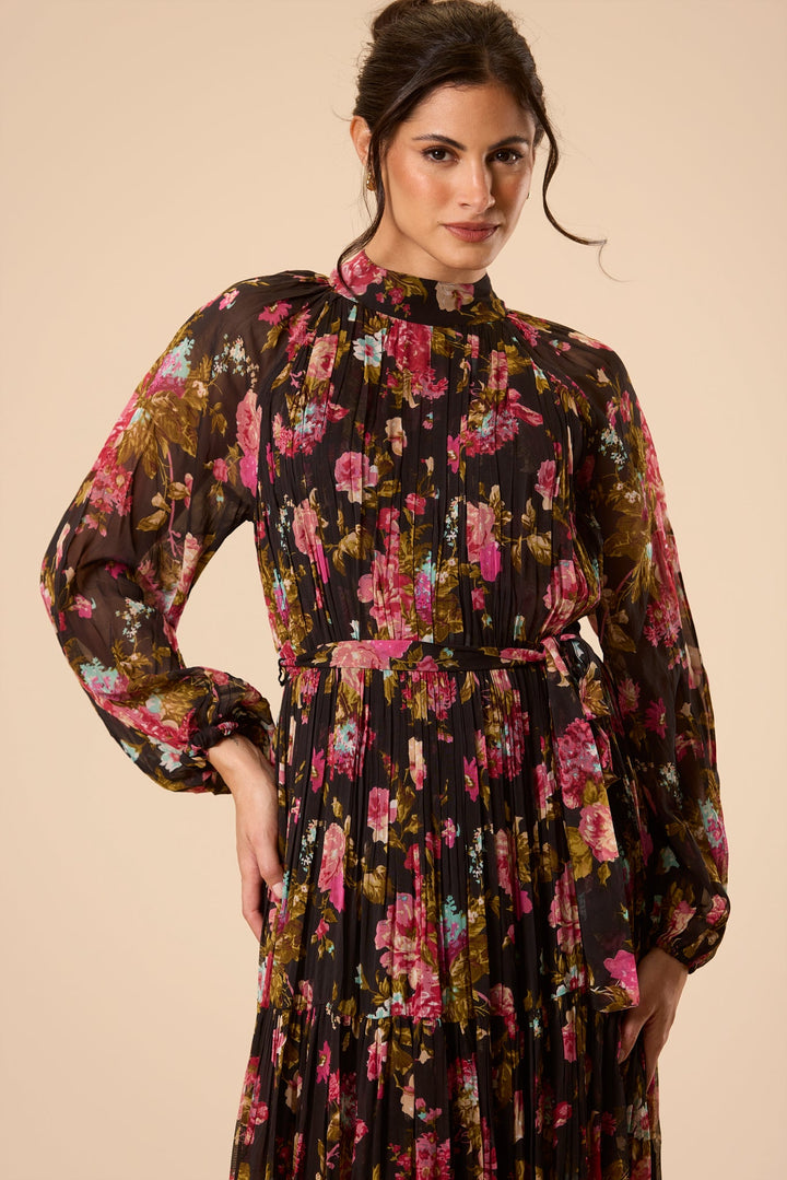 Violetta Chiffon Maxi Dress in Black Floral for Women - gallery