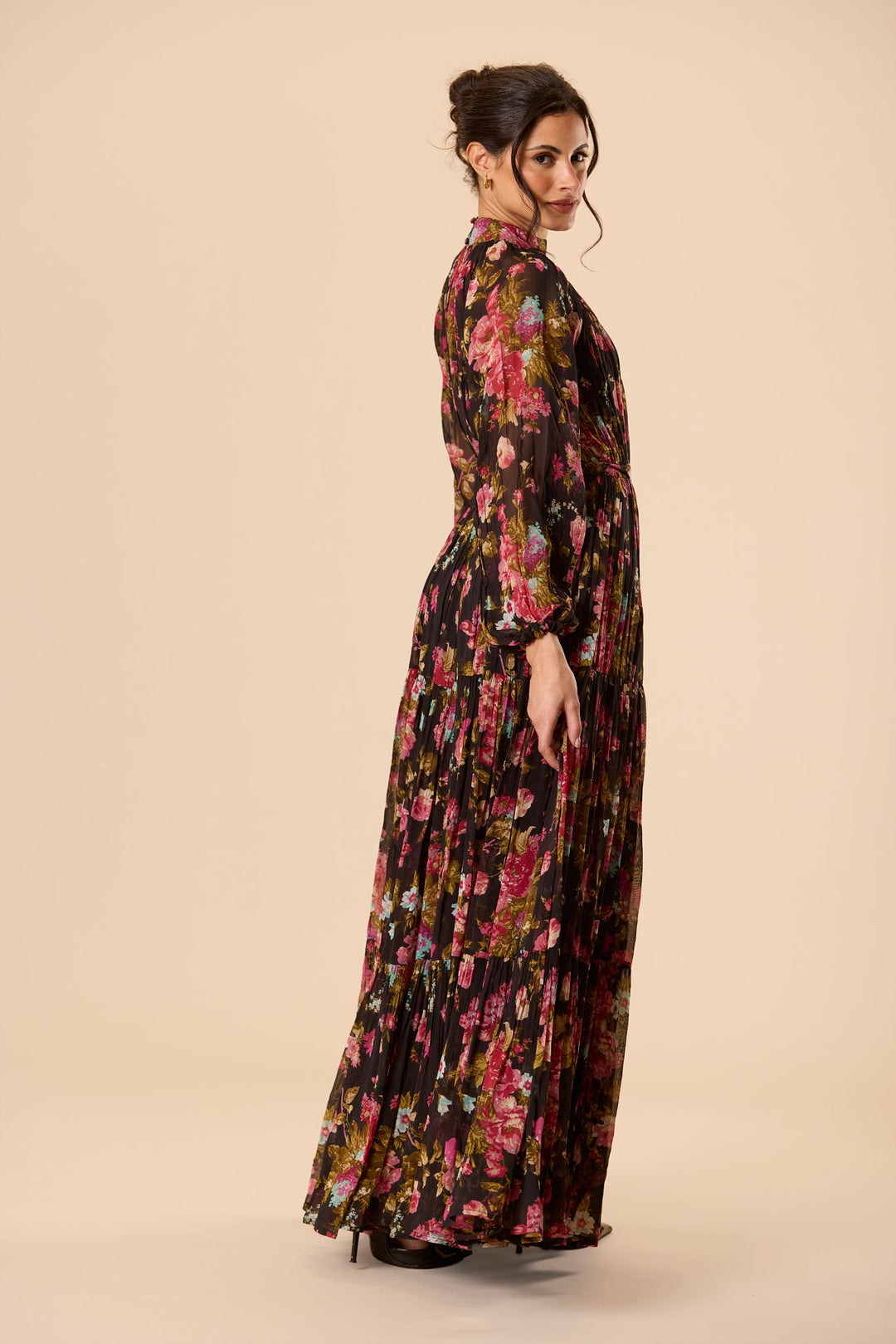 Violetta Chiffon Maxi Dress in Black Floral for Women - gallery