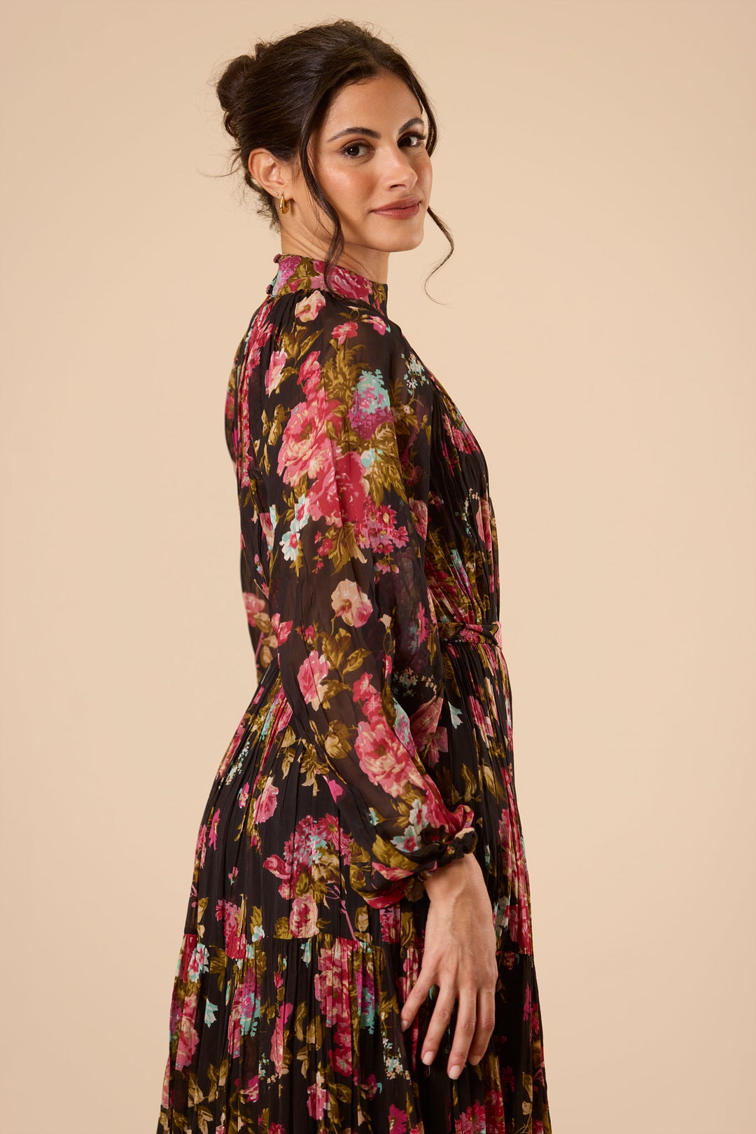 Violetta Chiffon Maxi Dress in Black Floral for Women