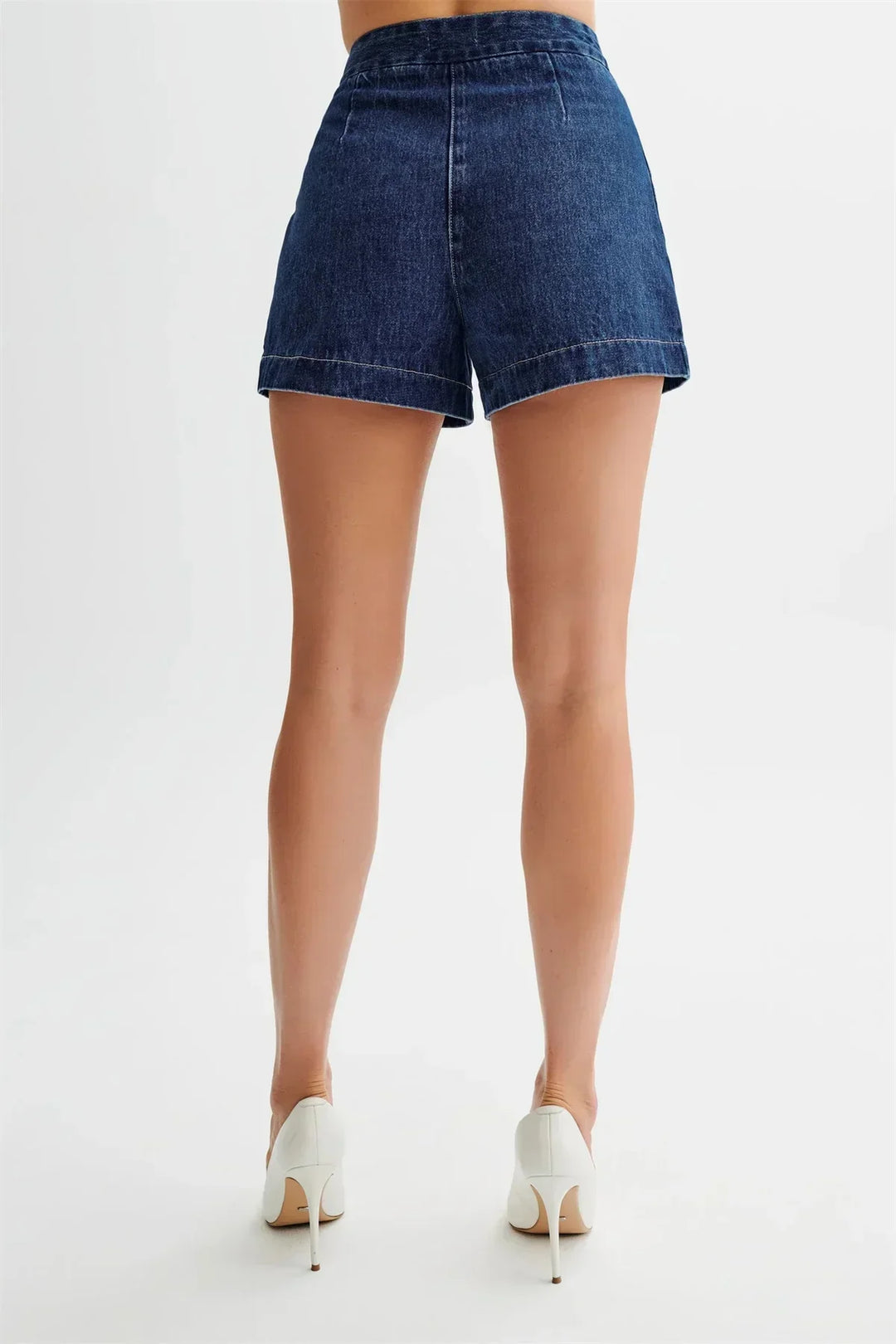 Denim Two-Piece Set - Sleeveless Top and Wide Shorts