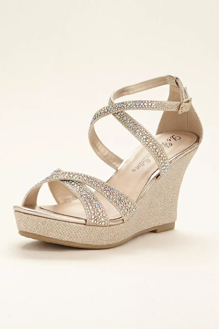 Crystal Cross Strap Wedge Sandals for Women
