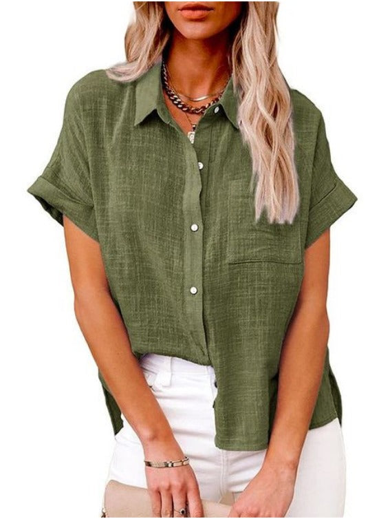 Luchtige Blouse Van Katoen En Linnen for Women - Green