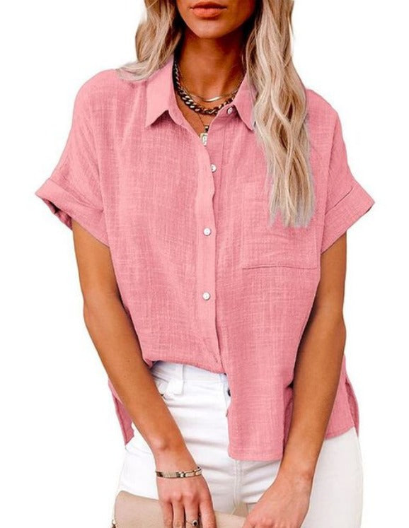 Luchtige Blouse Van Katoen En Linnen for Women - Pink