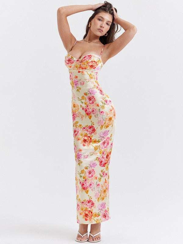 Lucy Floral Satin Maxi Dress for Women - gallery