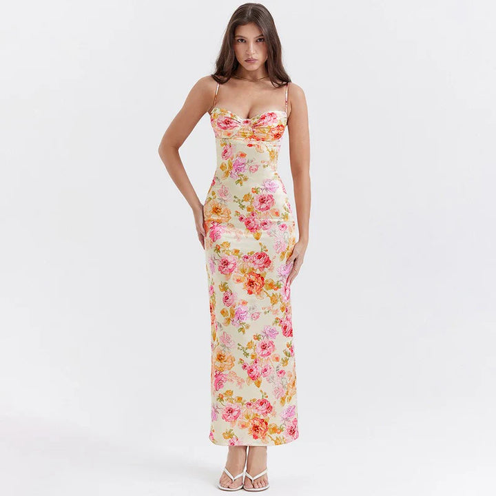 Lucy Floral Satin Maxi Dress for Women