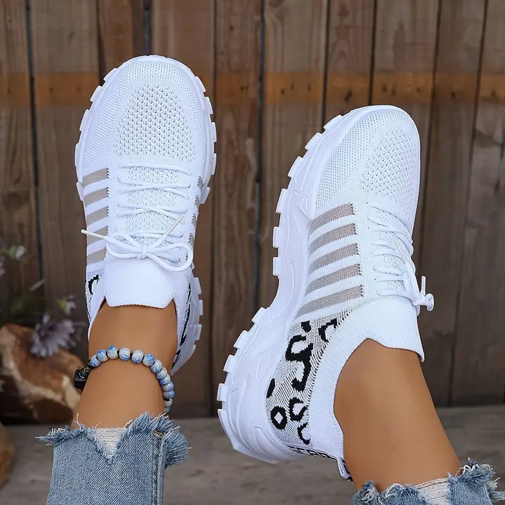 Leopard Print Trainers with Breathable Mesh Upper