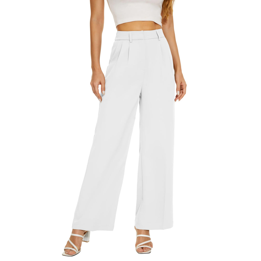 Loose Office Trousers Business Casual Pants Tall Type for Women - White