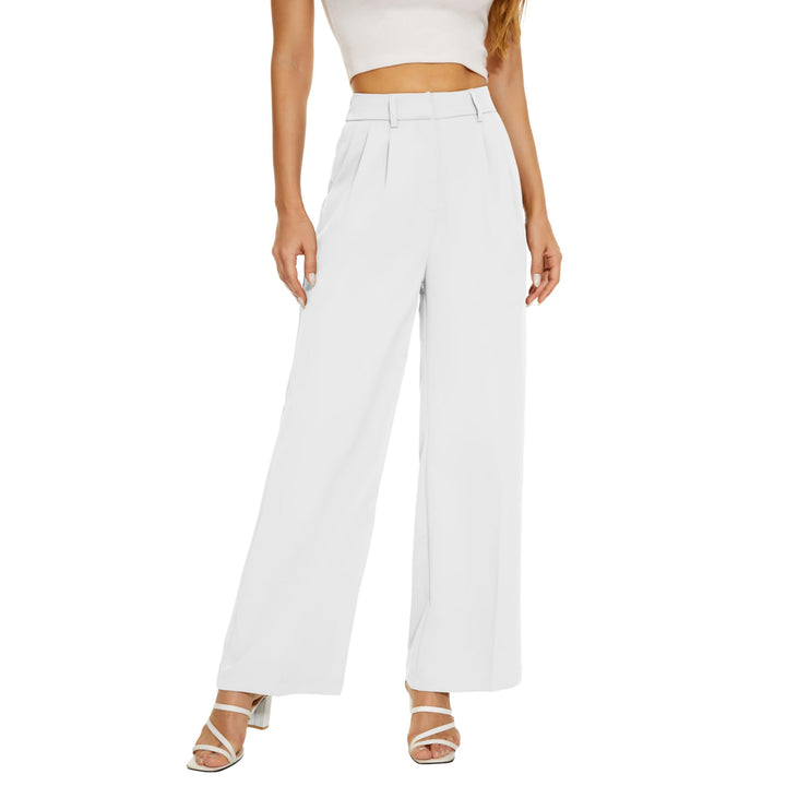 Loose Office Trousers Business Casual Pants Tall Type for Women - White