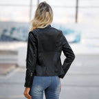 Collarless Biker Jacket