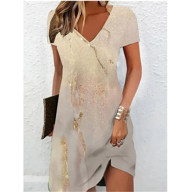 Champagne Glitter Cocktail Dress - Evening Occasion