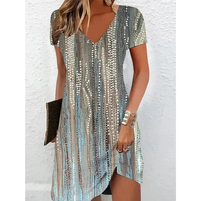 Champagne Glitter Cocktail Dress - Evening Occasion