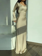 Women's Long Dress with Round Neck