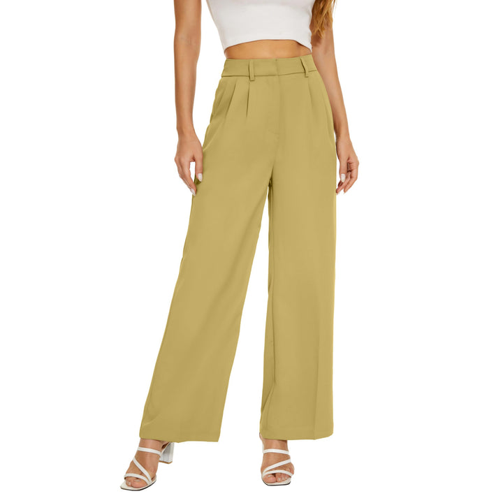 Loose Office Trousers Business Casual Pants Tall Type for Women - Yellow