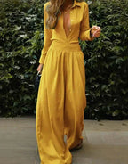 Vintage-Inspired Women's Jumpsuit with Adjustable Stretch Waist