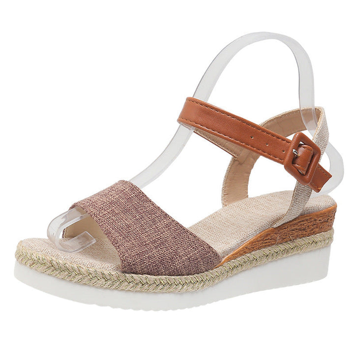 Ankle-Strap Jute-Soled Lightweight Casual Fishmouth Wedge Sandals for Women - gallery