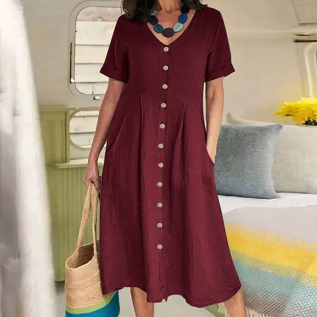 Ester Relaxed Cotton Midi Dress for Spring and Summer