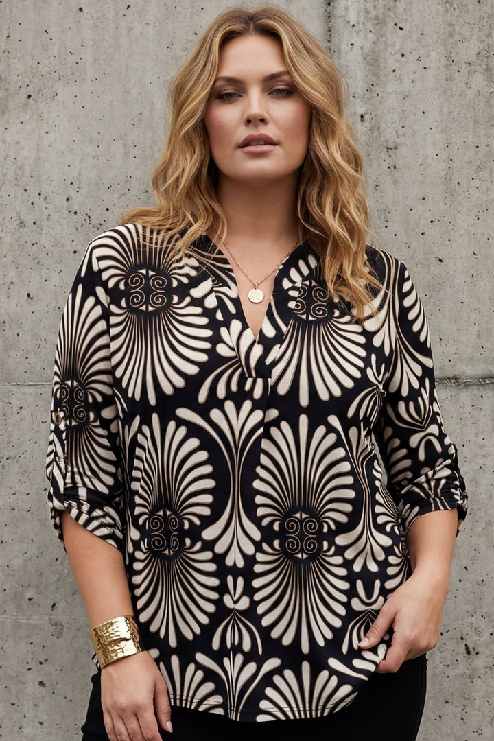 All-Over Print Front Placket Detail Top — Print 9