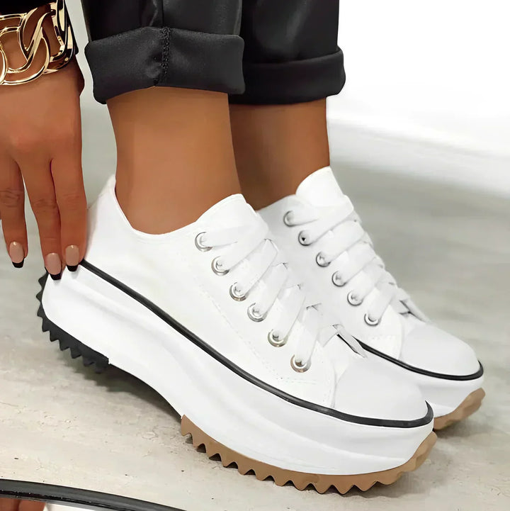 Platform Trainers with Canvas Upper and Leather Patch