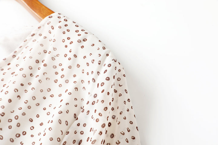 Amelia Polka Dots Printed V Neck Tier Chiffon Plus Size Short Sleeve Mid... — gallery